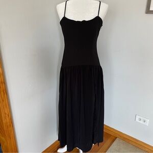 NWT Abercrombie & Fitch Black Spaghetti Strap Maxi Slid On Back And Side ZipperM